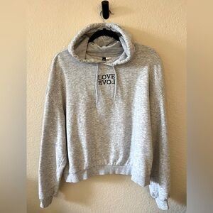 Divided H&M Women Grey Hoodie LOVE Sweatshirt Size Large